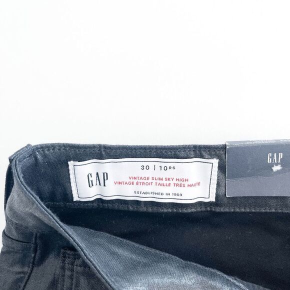 GAP Women's Jeans Vintage Slim Coated Sky High Rise True Black Foil Size 30 NWT - Picture 4 of 11